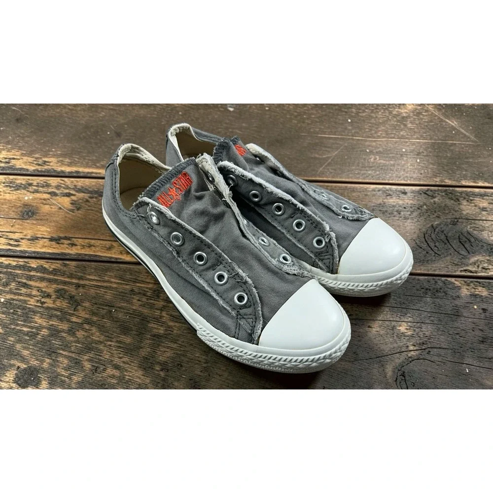Converse All Star Gray Distressed Low Top Sneakers Youth Sz 3 Canvas Shoes